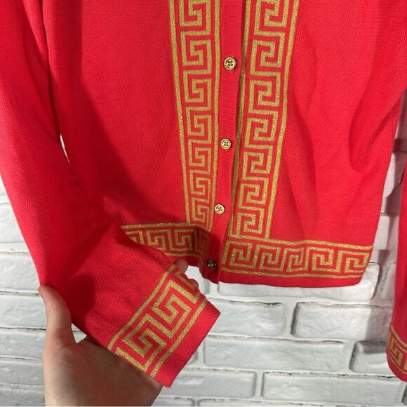 Lilly Pulitzer Greek Key Pink Cardigan Sweater Size XS - Picture 9 of 9